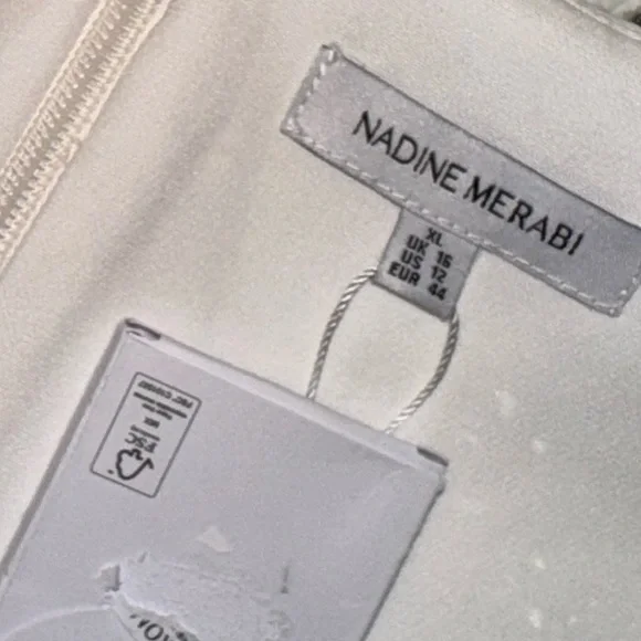 NWOT NADINE MERABI Kimberly Rhinestone Long Sleeve White Minidress Sz 12 - Picture 5 of 8